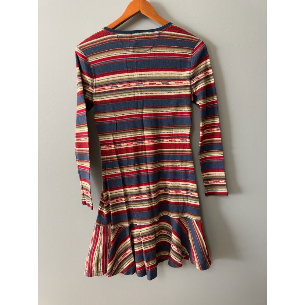 Lauren Jeans Co Ralph Lauren L Striped Henley Tunic Dress Waffle Knit Boho - Picture 3 of 6